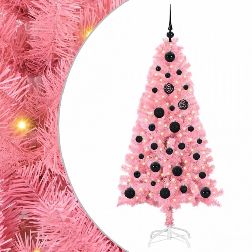 Ziemassvētku Eglīte Su 150 Led Ar Statīvu Rozā 150 Cm Pvc Vidaxl