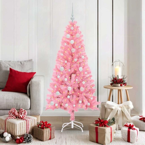 Ziemassvētku Eglīte Su 150 Led Ar Statīvu Rozā 150 Cm Pvc Vidaxl