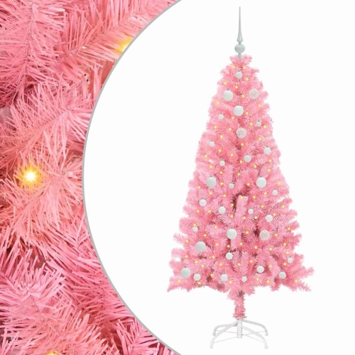 Ziemassvētku Eglīte Su 150 Led Ar Statīvu Rozā 150 Cm Pvc Vidaxl