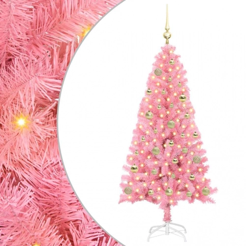 Ziemassvētku Eglīte Su 150 Led Ar Statīvu Rozā 150 Cm Pvc Vidaxl