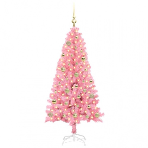 Ziemassvētku Eglīte Su 150 Led Ar Statīvu Rozā 150 Cm Pvc Vidaxl