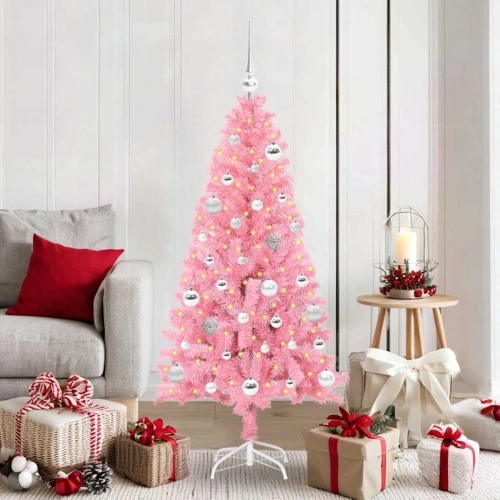 Ziemassvētku Eglīte Su 150 Led Ar Statīvu Rozā 150 Cm Pvc Vidaxl