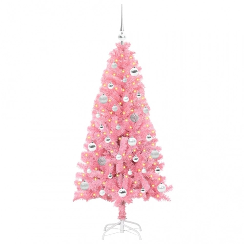 Ziemassvētku Eglīte Su 150 Led Ar Statīvu Rozā 150 Cm Pvc Vidaxl