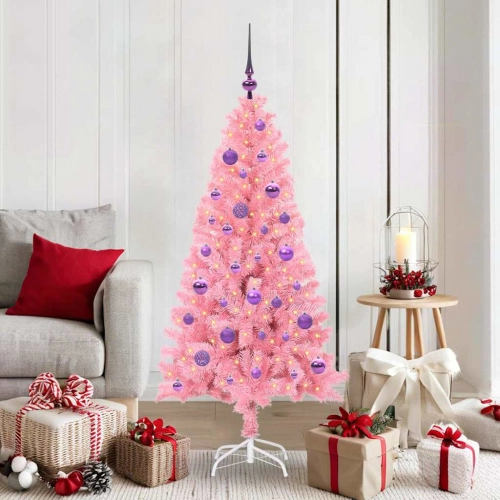 Ziemassvētku Eglīte Su 150 Led Ar Statīvu Rozā 150 Cm Pvc Vidaxl