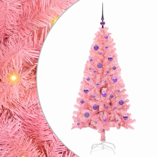 Ziemassvētku Eglīte Su 150 Led Ar Statīvu Rozā 150 Cm Pvc Vidaxl
