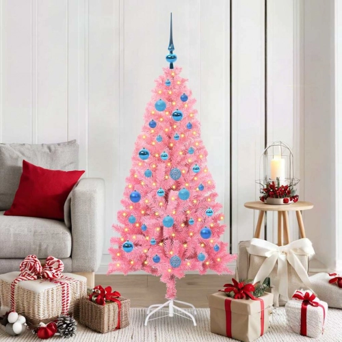 Ziemassvētku Eglīte Su 150 Led Ar Statīvu Rozā 150 Cm Pvc Vidaxl