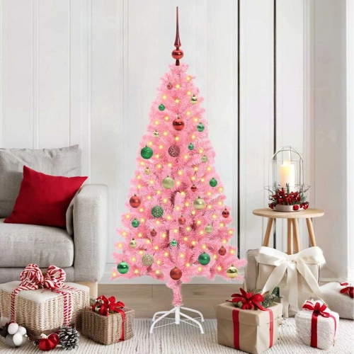 Ziemassvētku Eglīte Su 150 Led Ar Statīvu Rozā 150 Cm Pvc Vidaxl