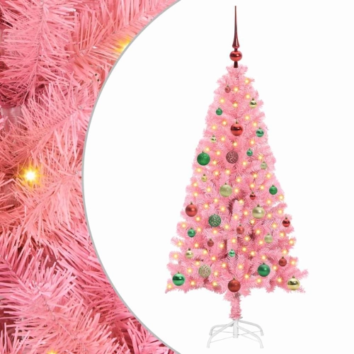Ziemassvētku Eglīte Su 150 Led Ar Statīvu Rozā 150 Cm Pvc Vidaxl