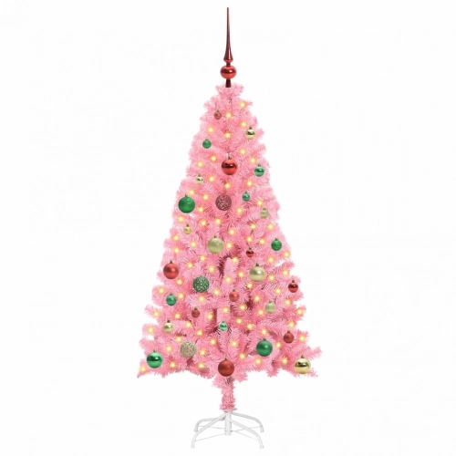 Ziemassvētku Eglīte Su 150 Led Ar Statīvu Rozā 150 Cm Pvc Vidaxl