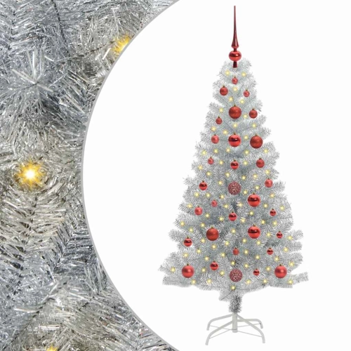 Ziemassvētku Eglīte Su 150 Led Ar Statīvu Sudraba 120 Cm Pet Vidaxl