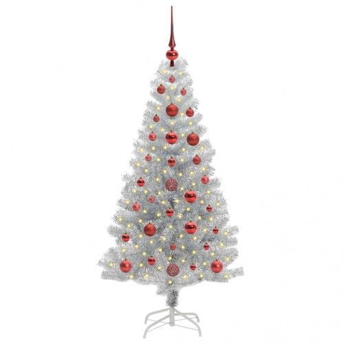 Ziemassvētku Eglīte Su 150 Led Ar Statīvu Sudraba 120 Cm Pet Vidaxl