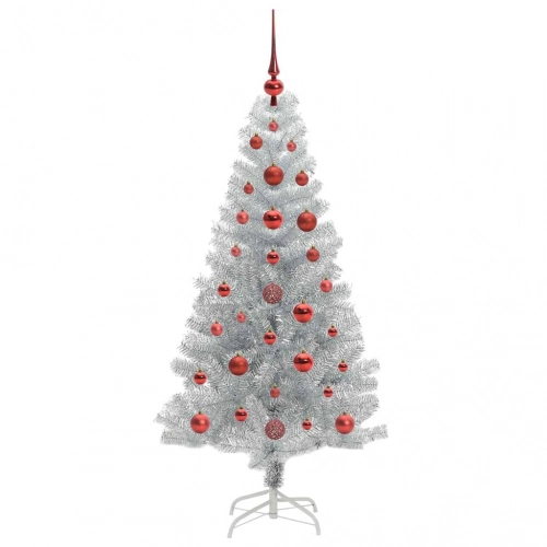 Ziemassvētku Eglīte Su 150 Led Ar Statīvu Sudraba 120 Cm Pet Vidaxl