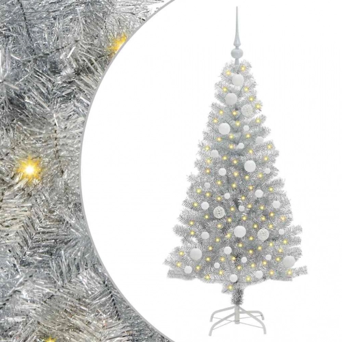 Ziemassvētku Eglīte Su 150 Led Ar Statīvu Sudraba 120 Cm Pet Vidaxl