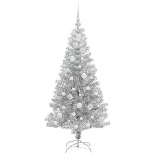 Ziemassvētku Eglīte Su 150 Led Ar Statīvu Sudraba 120 Cm Pet Vidaxl