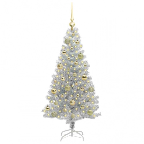 Ziemassvētku Eglīte Su 150 Led Ar Statīvu Sudraba 120 Cm Pet Vidaxl