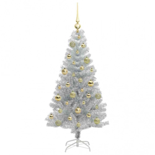 Ziemassvētku Eglīte Su 150 Led Ar Statīvu Sudraba 120 Cm Pet Vidaxl