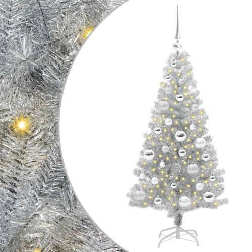 Ziemassvētku Eglīte Su 150 Led Ar Statīvu Sudraba 120 Cm Pet Vidaxl