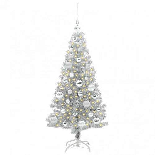 Ziemassvētku Eglīte Su 150 Led Ar Statīvu Sudraba 120 Cm Pet Vidaxl