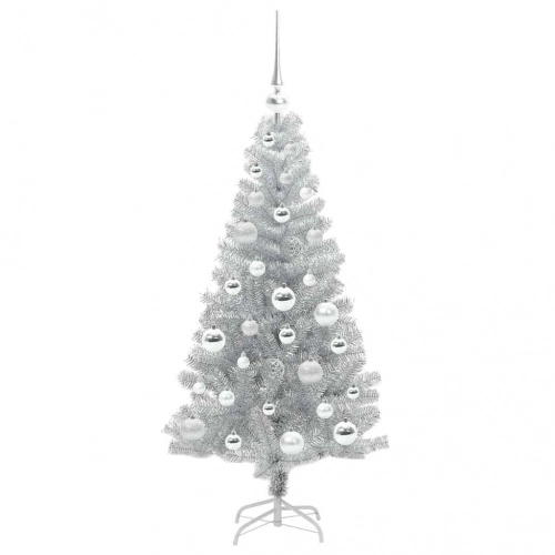Ziemassvētku Eglīte Su 150 Led Ar Statīvu Sudraba 120 Cm Pet Vidaxl