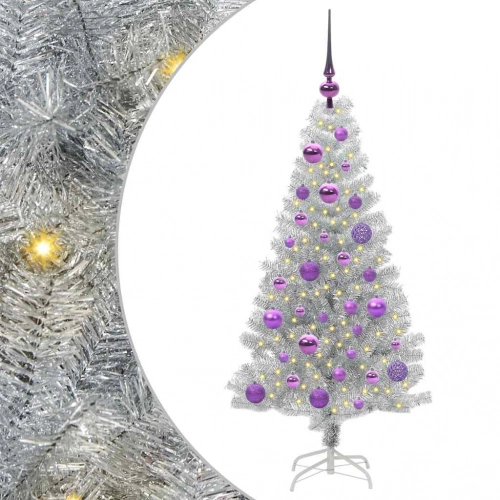 Ziemassvētku Eglīte Su 150 Led Ar Statīvu Sudraba 120 Cm Pet Vidaxl