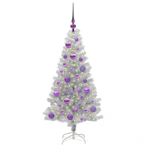 Ziemassvētku Eglīte Su 150 Led Ar Statīvu Sudraba 120 Cm Pet Vidaxl