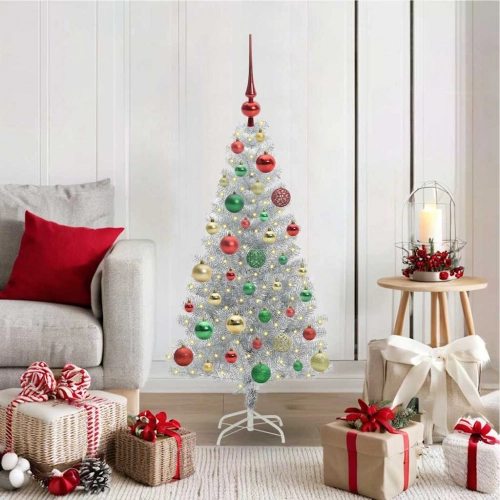 Ziemassvētku Eglīte Su 150 Led Ar Statīvu Sudraba 120 Cm Pet Vidaxl