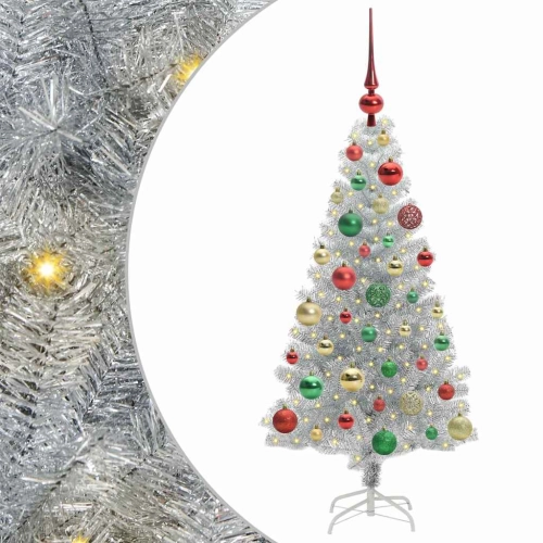 Ziemassvētku Eglīte Su 150 Led Ar Statīvu Sudraba 120 Cm Pet Vidaxl