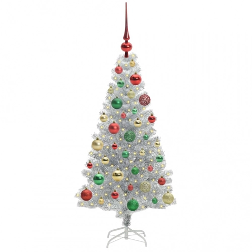 Ziemassvētku Eglīte Su 150 Led Ar Statīvu Sudraba 120 Cm Pet Vidaxl
