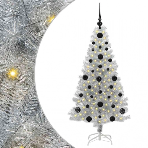 Ziemassvētku Eglīte Su 150 Led Ar Statīvu Sudraba 120 Cm Pet Vidaxl