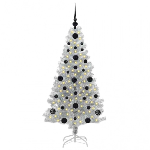 Ziemassvētku Eglīte Su 150 Led Ar Statīvu Sudraba 120 Cm Pet Vidaxl