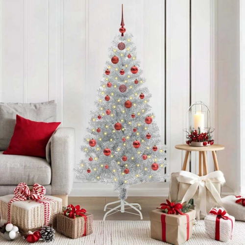 Ziemassvētku Eglīte Su 150 Led Ar Statīvu Sudraba 150 Cm Pet Vidaxl