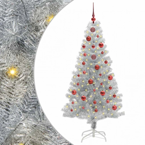 Ziemassvētku Eglīte Su 150 Led Ar Statīvu Sudraba 150 Cm Pet Vidaxl