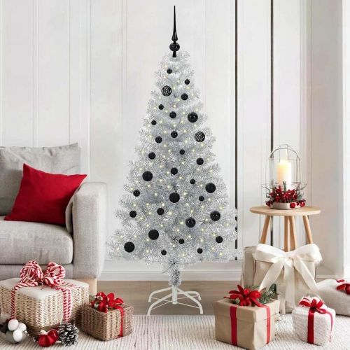 Ziemassvētku Eglīte Su 150 Led Ar Statīvu Sudraba 150 Cm Pet Vidaxl