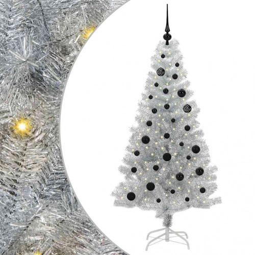 Ziemassvētku Eglīte Su 150 Led Ar Statīvu Sudraba 150 Cm Pet Vidaxl