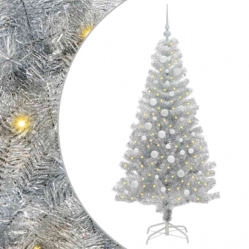 Ziemassvētku Eglīte Su 150 Led Ar Statīvu Sudraba 150 Cm Pet Vidaxl