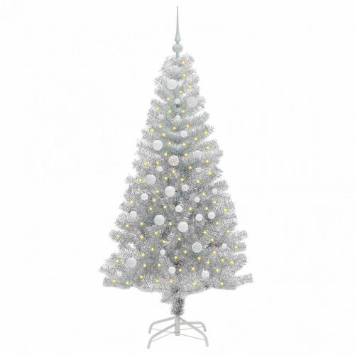 Ziemassvētku Eglīte Su 150 Led Ar Statīvu Sudraba 150 Cm Pet Vidaxl