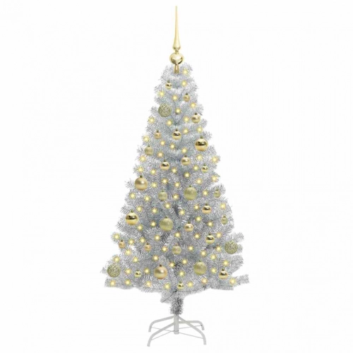 Ziemassvētku Eglīte Su 150 Led Ar Statīvu Sudraba 150 Cm Pet Vidaxl