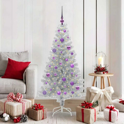 Ziemassvētku Eglīte Su 150 Led Ar Statīvu Sudraba 150 Cm Pet Vidaxl