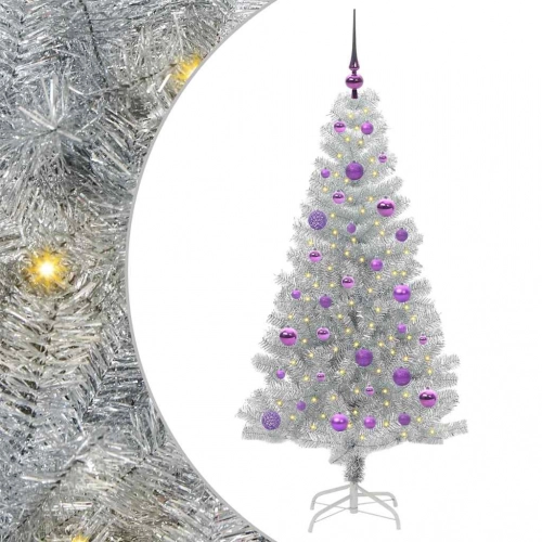 Ziemassvētku Eglīte Su 150 Led Ar Statīvu Sudraba 150 Cm Pet Vidaxl
