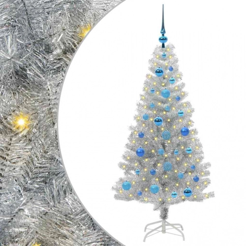 Ziemassvētku Eglīte Su 150 Led Ar Statīvu Sudraba 150 Cm Pet Vidaxl