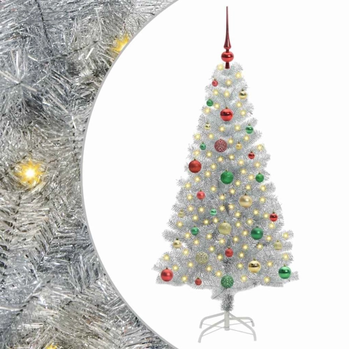 Ziemassvētku Eglīte Su 150 Led Ar Statīvu Sudraba 150 Cm Pet Vidaxl