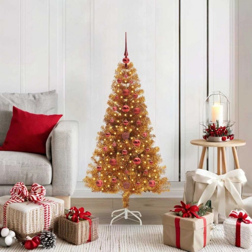 Ziemassvētku Eglīte Su 150 Led Ar Statīvu Zelts 120 Cm Pet Vidaxl