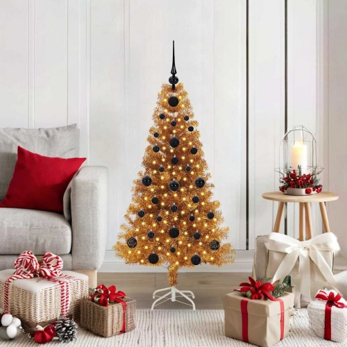 Ziemassvētku Eglīte Su 150 Led Ar Statīvu Zelts 120 Cm Pet Vidaxl