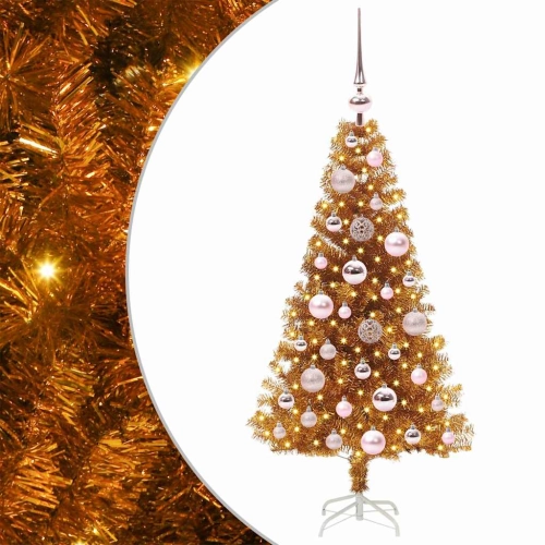 Ziemassvētku Eglīte Su 150 Led Ar Statīvu Zelts 120 Cm Pet Vidaxl