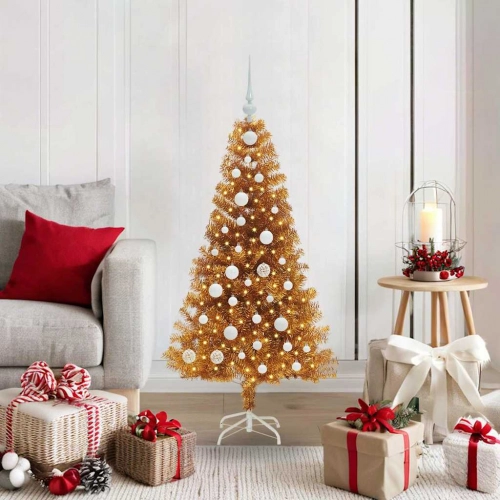 Ziemassvētku Eglīte Su 150 Led Ar Statīvu Zelts 120 Cm Pet Vidaxl