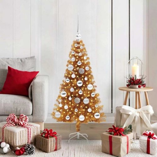 Ziemassvētku Eglīte Su 150 Led Ar Statīvu Zelts 120 Cm Pet Vidaxl