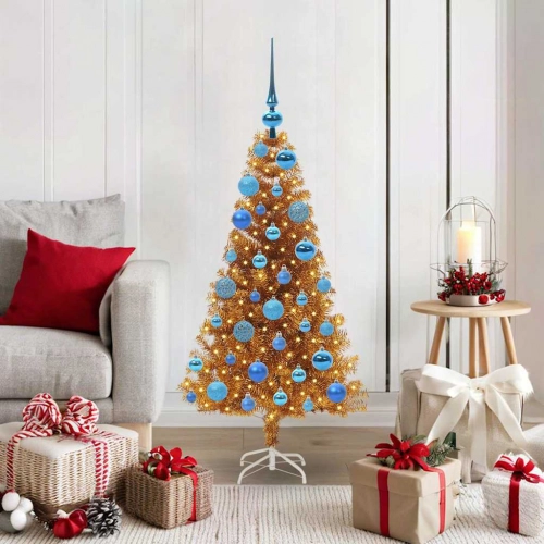 Ziemassvētku Eglīte Su 150 Led Ar Statīvu Zelts 120 Cm Pet Vidaxl