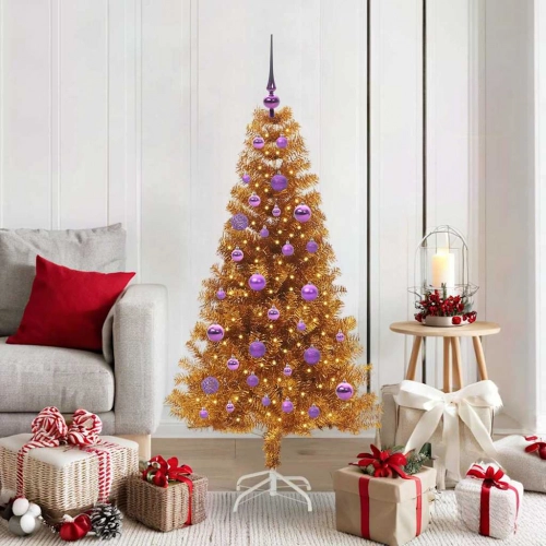 Ziemassvētku Eglīte Su 150 Led Ar Statīvu Zelts 150 Cm Pet Vidaxl