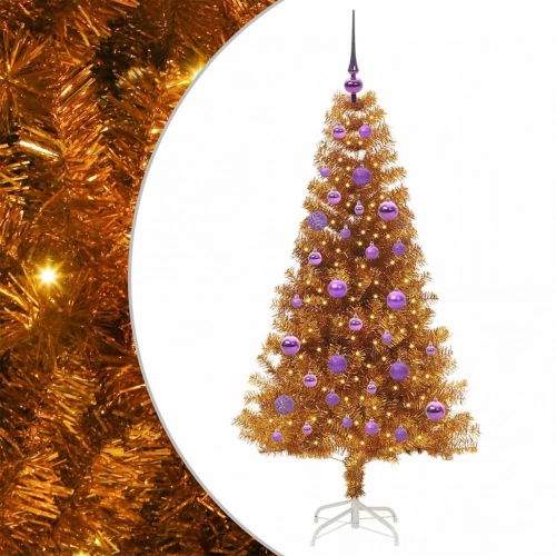 Ziemassvētku Eglīte Su 150 Led Ar Statīvu Zelts 150 Cm Pet Vidaxl