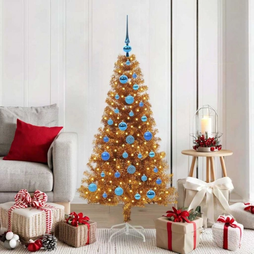 Ziemassvētku Eglīte Su 150 Led Ar Statīvu Zelts 150 Cm Pet Vidaxl